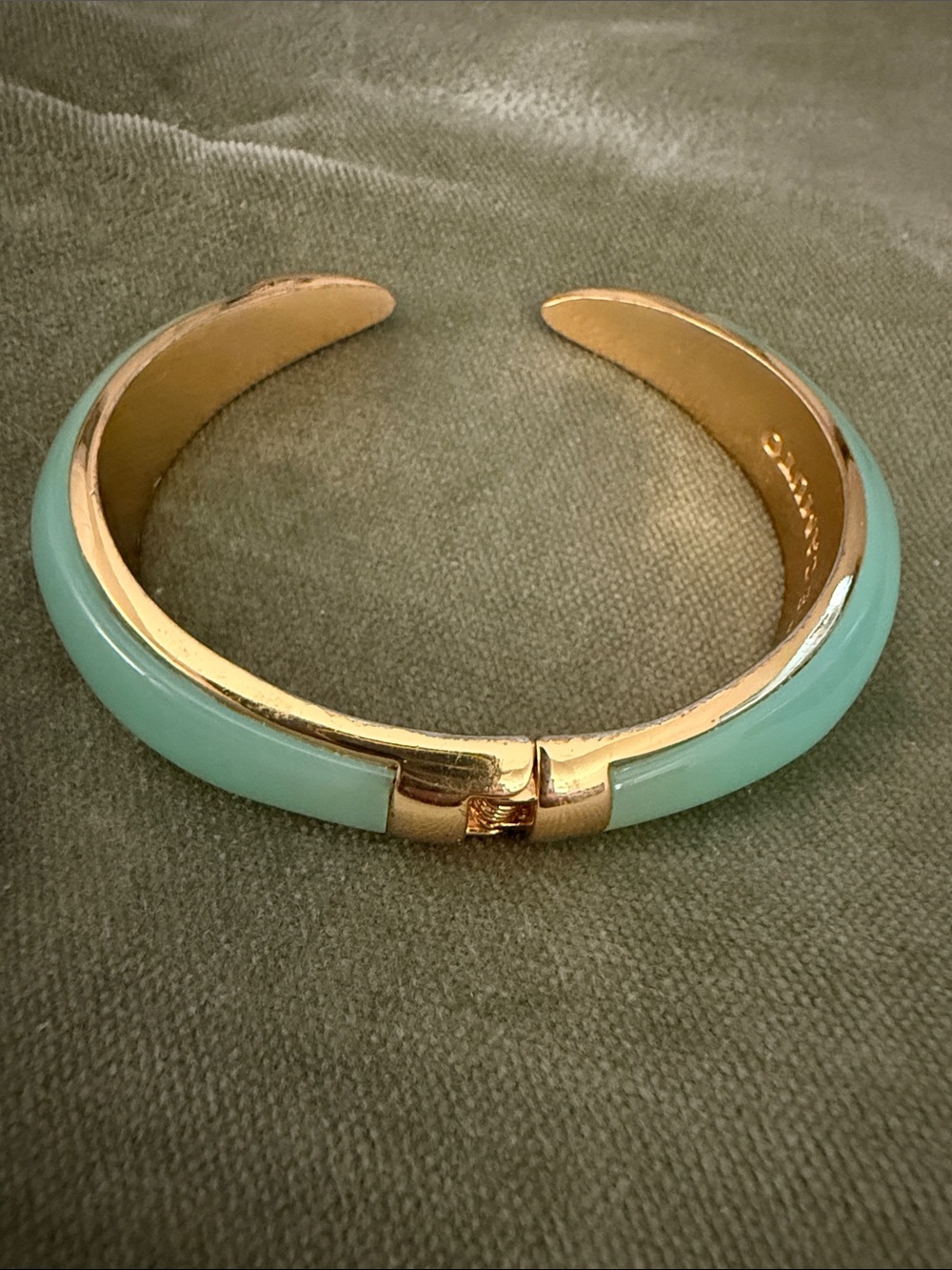 Vince Camuto Gold-Tone Cuff Bracelet with Jade Green Enamel